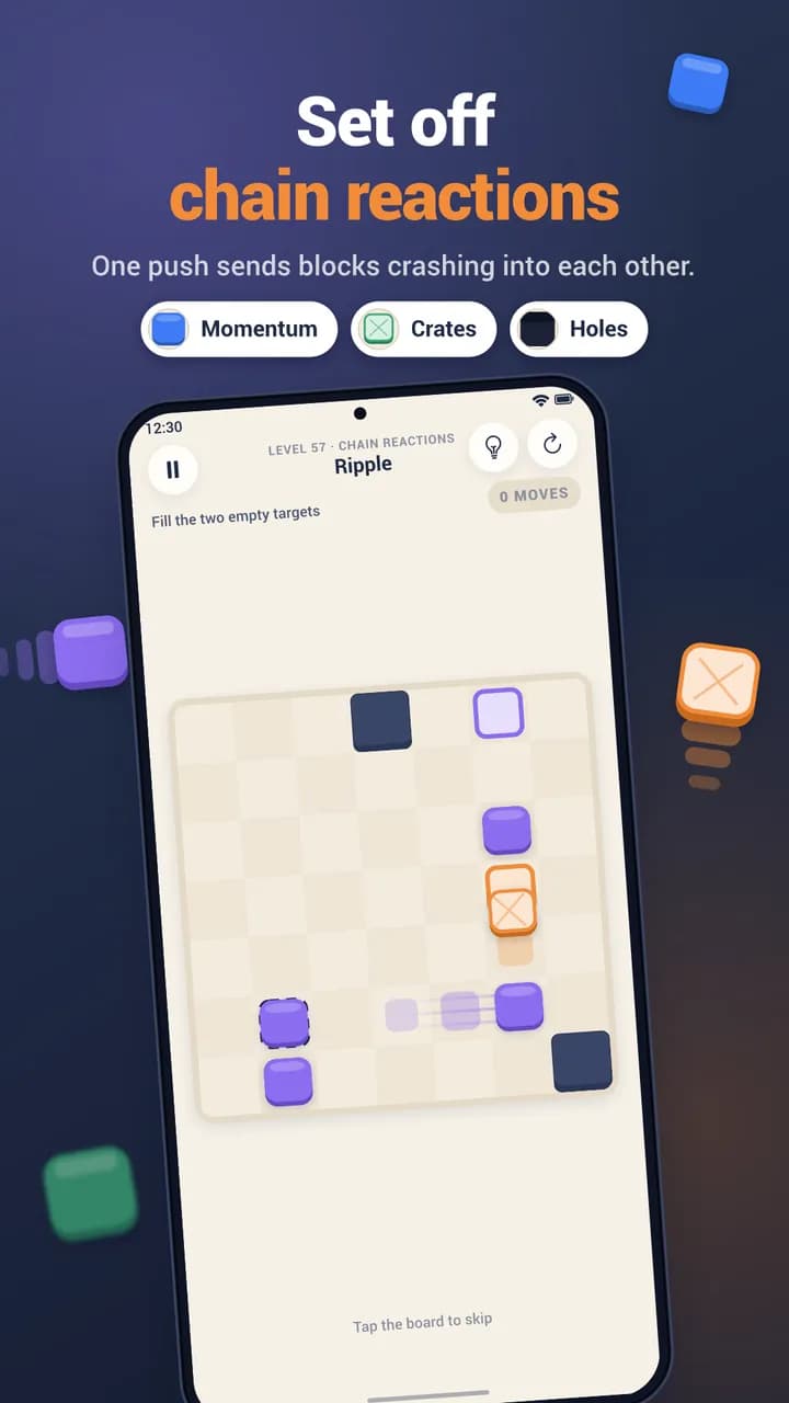 One Move Left level with a chain reaction