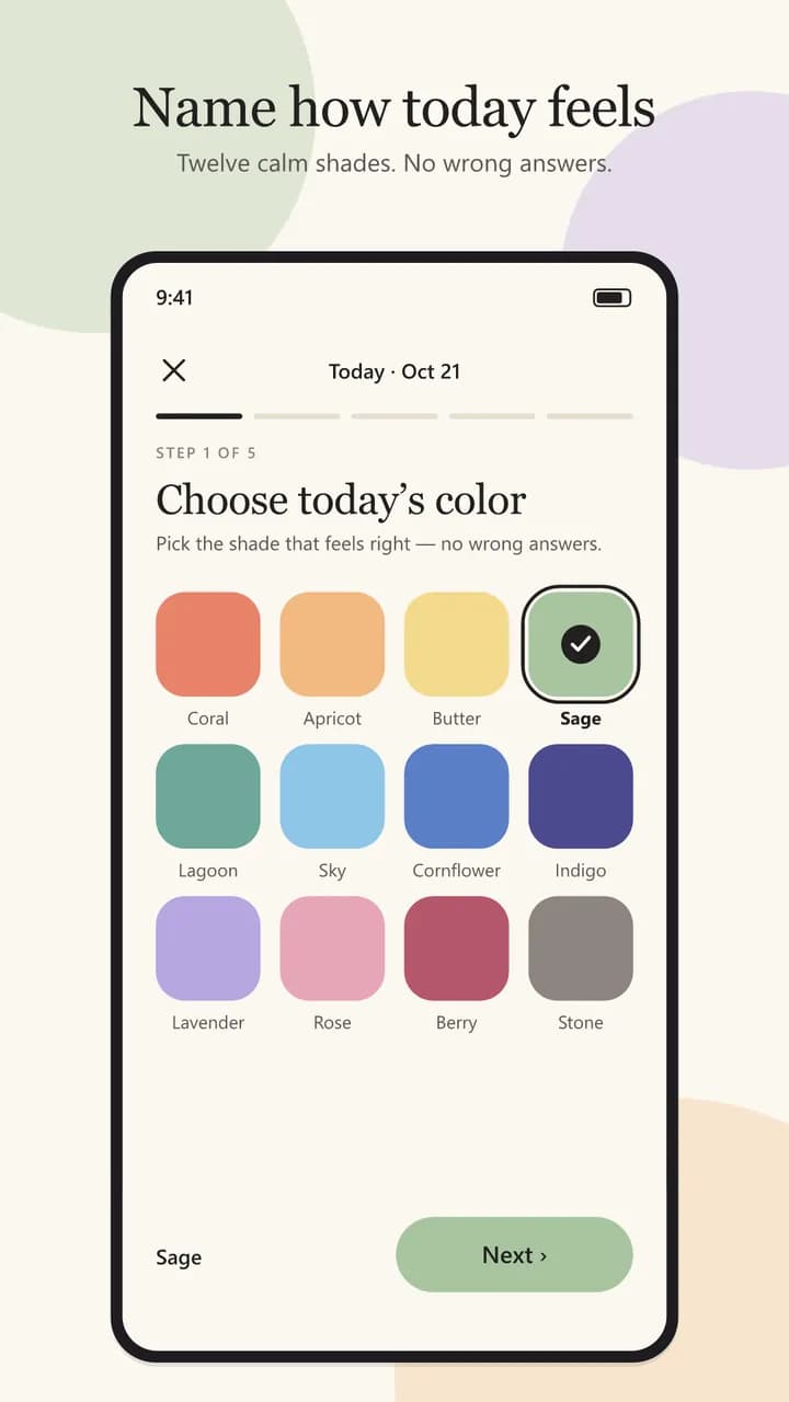 MoodCanvas daily colour check-in