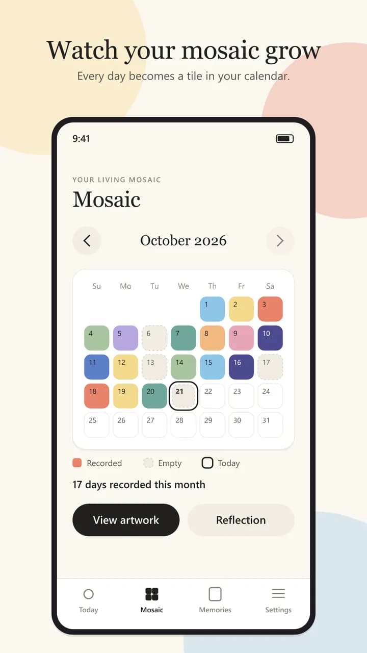 MoodCanvas month mosaic